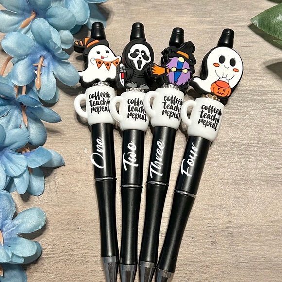 Teach Coffee Repeat Halloween Themed Pen - Picture 2 of 3